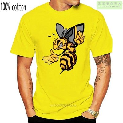 2021 印花 T 卹 Angry Hornet 男士純棉黃色蜜蜂搞笑 Amine WASPS 街頭裝風格上衣服裝-豆豆精品