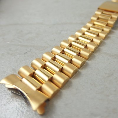 【錶帶家】代用 勞力士錶帶 Rolex 高級實心不鏽鋼三珠 20mm實心 電鍍18K金色 總統錶帶