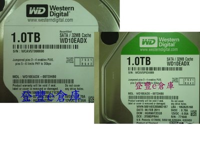 【登豐e倉庫】 F499 黑標 綠標 WD10EADX-00TDHB0 1TB SATA2 救資料 無法開機