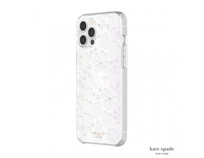 Clover Hearts iPhone 12 Pro Max 6.7 Kate Spade 愛心幸運草 白色鑲鑽透明殼