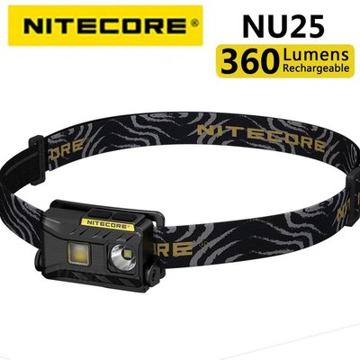 Nitecore NU25 3xLED可充電頭燈360流明三輸出輕量級頭燈手電筒戶外跑步-master衣櫃1