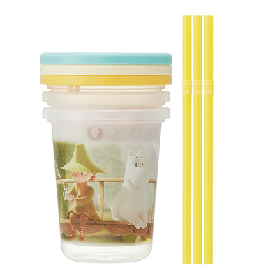 塑膠吸管杯組 3入 320ml-嚕嚕米 Moomin 史努比 SNOOPY PEANUTS SKATER 日本進口正版授