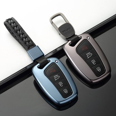 現貨熱銷-【易車汽配】現代汽車 SANTA FE 山土匪 IX45  鋁合金 智能 鑰匙包 金屬鑰匙殼