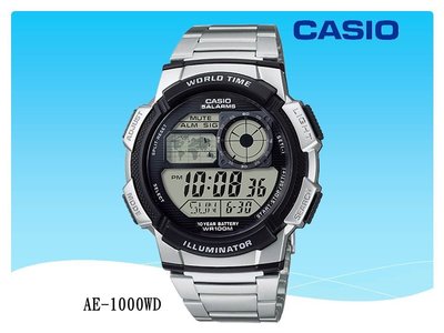 經緯度鐘錶CASIO手錶 百米防水 仿飛機儀表面板 金屬錶帶 LCD模擬指針 公司貨【↘超低價】 AE-1000WD