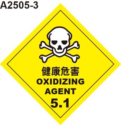 GHS危險物標示貼紙 A2505-3 危害運輸圖示 危害標示貼紙 健康危害 [飛盟廣告 設計印刷]
