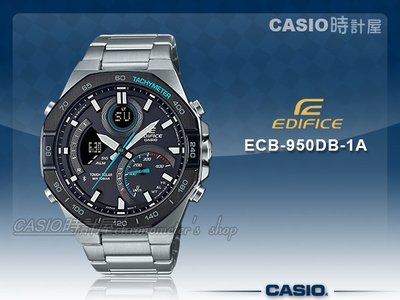 CASIO 時計屋 ECB-950DB-1A 雙顯男錶 太陽能 藍牙連線 不鏽鋼錶帶 防水100米 ECB-950