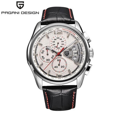 【現貨】Pagani 設計 47 毫米男士石英手錶皮革男士手錶防水軍事計時表曆手錶男士 PD-330