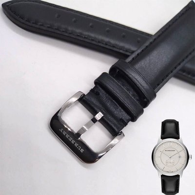 正品巴寶莉男款站皮錶帶適配BU10000/BU10012真皮錶帶針釦20mm黑色
