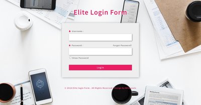 Elite login Form Responsive 響應式網頁模板、HTML5+CSS3、網頁設計  #03069