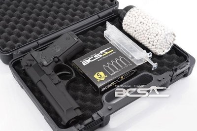 【BCS】CO2優惠組合包FS1207 CO2槍+0.25 BB彈+填彈器+12g小鋼瓶五入+槍盒-FS0002