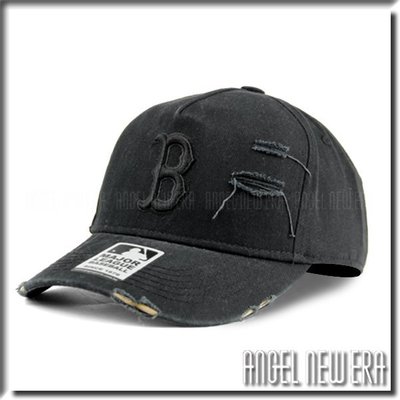 【ANGEL NEW ERA 】MLB Old Fashioned Cap 波士頓 紅襪 黑 水洗 破壞 卡車帽 五片帽