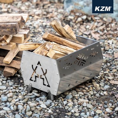 【綠色工場】KAZMI KZM 不鏽鋼六角焚火台 燒烤架 烤肉爐 烤架 柴爐 柴燒爐 取暖爐 (K21T3G03)