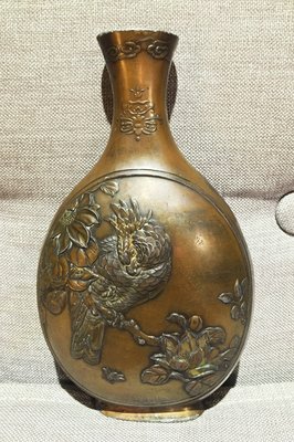 日本明治時期銅花瓶 花器 茶道具