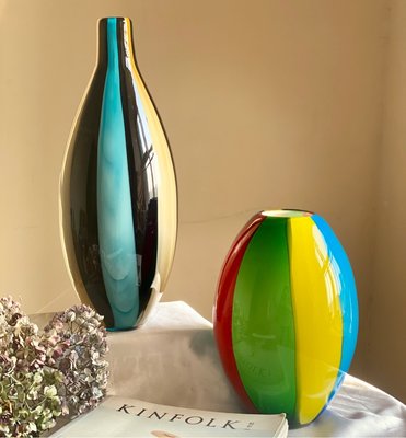 【0110】出口歐洲彩色中古玻璃花瓶 手工花瓶藝術琉璃老貨孤品現貨 正品 促銷