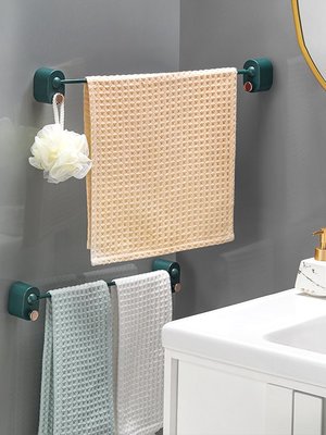 居家家免打孔毛巾架浴室衛生間浴巾掛架簡約多功能單杠收納置物桿~特價