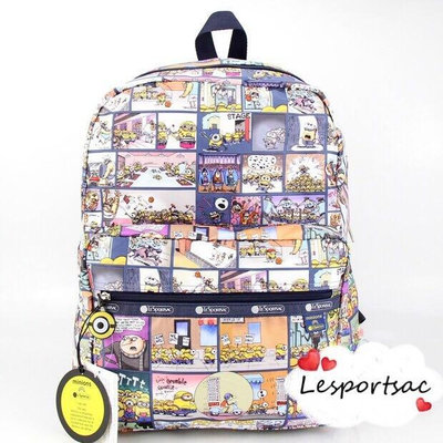 小Z代購#LeSportsac 神偷奶爸 小小兵 日本限定 聯名款 8266 旅行雙肩降落傘防水後背包 7990