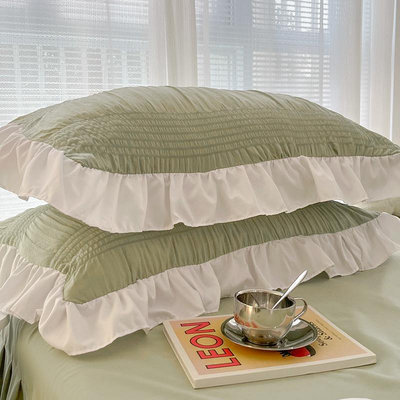 ins風水洗棉枕套一對裝家用整頭枕頭套新款枕芯內膽套48x74cm夏季