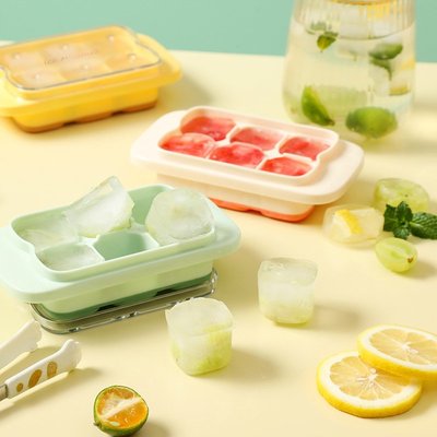 冰塊模具硅膠冰格帶蓋制冰輔食家用冰箱自制凍冰塊批發