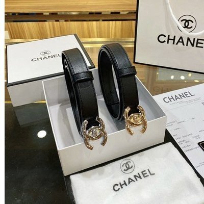 【二手】Chanel香奈兒皮帶 時尚高端女士標誌性腰帶休閒女神皮帶 美人頭真皮皮帶禮盒裝 頭層牛皮帶