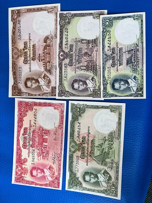 泰國100.20.10.5.1銖全套 全新unc  泰國紙幣