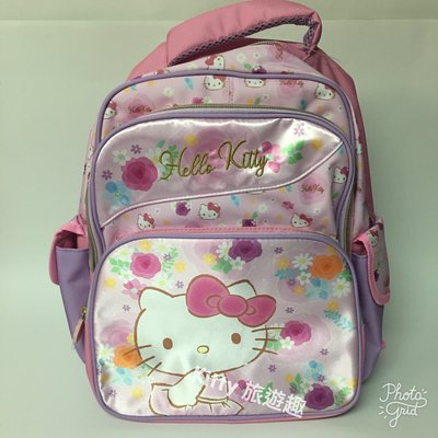 [Kitty 旅遊趣] Hello Kitty 後背包 Ｍ 凱蒂貓 花 女童書包 兒童後背包 粉紅色背包