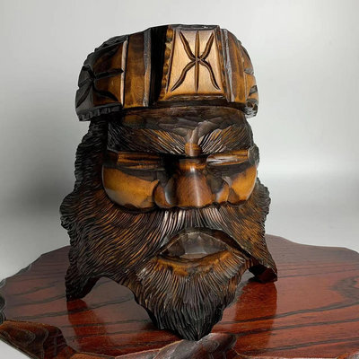 中古日本造 北海道阿依努人手工雕刻一木雕木頭擺件