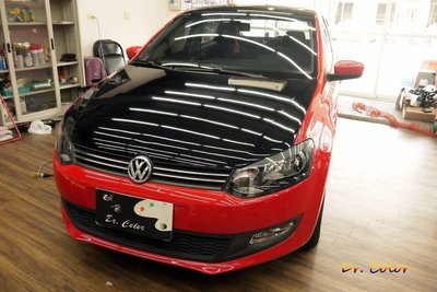 Dr. Color 玩色專業汽車包膜 Volkswagen Polo 亮黑/髮絲黑/carbon_B柱/後視鏡/引擎蓋