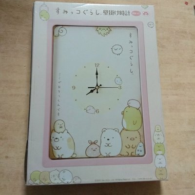 日本 SAN-X 角落生物 時鐘 掛鐘 粉紅色 方型
