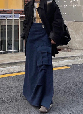 韓設計🔆大口袋工裝長裙