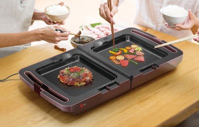 [日本代購] 在家燒肉料理的好幫手 日本IRIS OHYAMA DPO-133 雙面烤盤烤肉機  付3烤盤  可做章魚燒