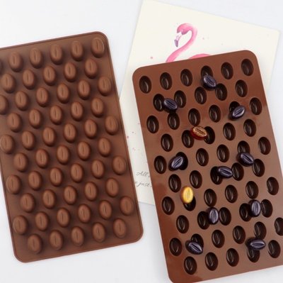 ▪55孔▪迷你巧克力豆咖啡豆矽膠蛋糕模(模具顏色隨機)/造型軟糖果凍模/製冰模/綿花糖模