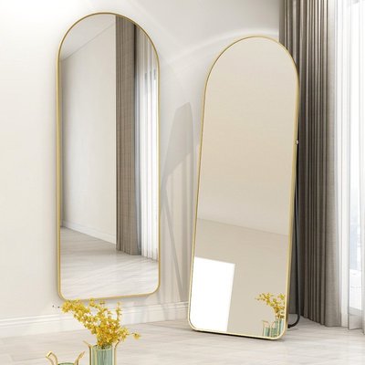 鋁合金穿衣鏡全身鏡子壁掛粘貼簡約現代貼墻異形鏡落地鏡-雙喜生活館