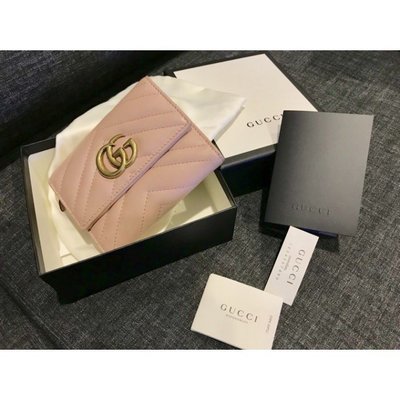 GUCCI GG Marmont matelassé wallet 粉色皮夾(/精品店購入)