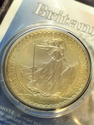 2000英國Britannia 1英兩BU銀幣1枚 (現貨, 原包裝)