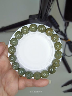超強磁場 滿礦 無雜質 全綠幽靈 綠幽靈 幽靈 手珠 手串 手鏈 天然無泡油無優化 11mm