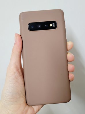 三星 Samsung Galaxy S10 韓風文青素面純色手機保護殼 全包邊軟殼 厚奶茶色(二手出清)