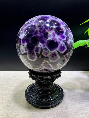 天然紫水晶球擺件，夢幻紫晶、花紋美麗獨紫氣東來球直徑11760 水晶 原石 擺件【玲瓏軒】