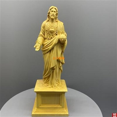 黃楊木雕刻耶穌像人物天主教聖父歐式家居擺件耶誕教會聖物禮品