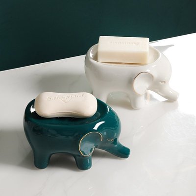 陶瓷香瀝水皂盒衛生間家用肥皂盒創意卡通招財大象皂碟托輕奢,特價