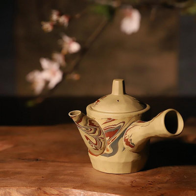 日本回流橫手急須陶瓷側把壺小茶壺茶具日式常滑燒泡茶器