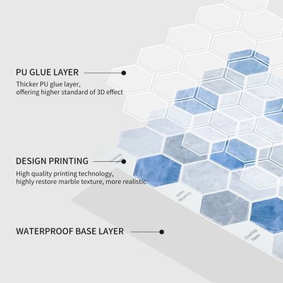 新款wallpaper自粘3d立體墻貼 六邊形滴膠墻貼 3D水晶自粘墻紙
