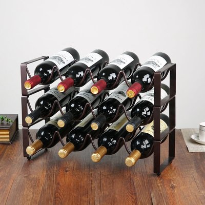 歐式鐵藝紅酒架創意疊加葡萄酒架多瓶裝酒瓶架子工藝禮品擺件~特價特賣