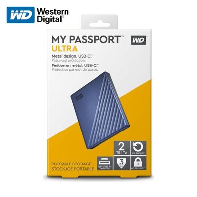 [保固公司貨]WD My Passport Ultra 2.5吋行動硬碟 藍色/銀色(WD-MYPTU-2TB)