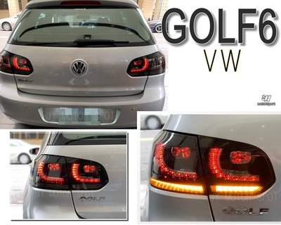 小傑車燈-新改版 VW 福斯 golf6代 golf 6 09 10 年 R20款式 LED 尾燈 跑馬方向燈 燻黑款