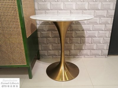 【台大復刻家具_客製尺寸】Ø70 鬱金香桌 加重不銹鋼+薄邊大理石 Saarinen Tulip Table【綠寶石】