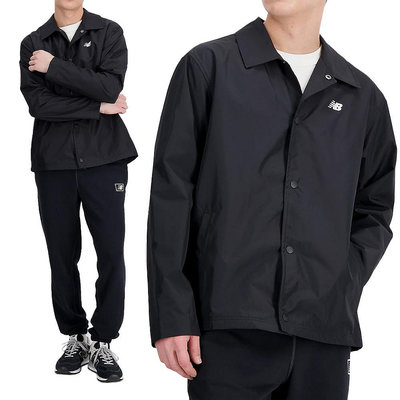 New Balance 男 黑色 休閒 百搭 口袋 復古 寬鬆 教練外套 外套 MJ33515BK