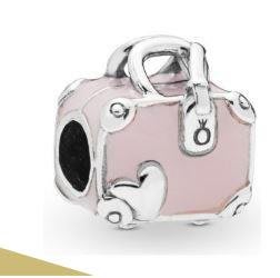 雅格時尚精品代購 Pandora 潘朵拉純 琺瑯新款粉色旅行箱串珠  925純銀 Charms 美國代購