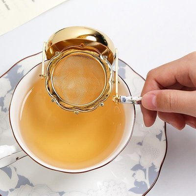 日本Minton明頓家用金色茶勺骨瓷編織茶濾高檔茶具茶漏濾茶器套裝