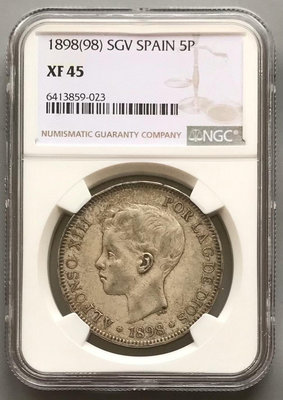 NGC  XF45西班牙銀幣1898