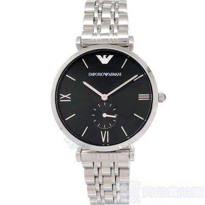 Emporio Armani 手錶 AR1676 亞曼尼時尚簡約 薄型 黑面鋼帶 男錶【錶飾精品】
